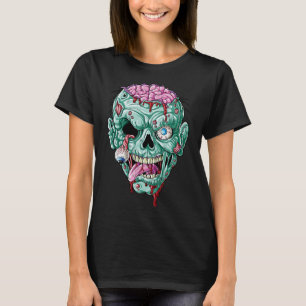 Zombie Face Brain Halloween Boys Men Women Girls S T-Shirt