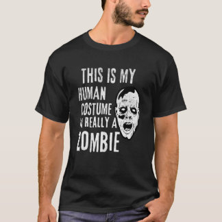 Zombie Face Lazy Halloween Costume T-Shirt