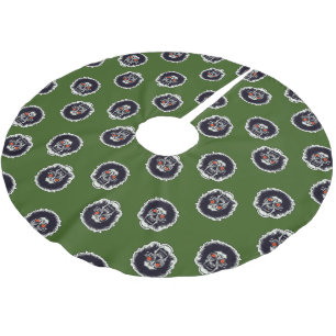 Zombie Face On Green Brushed Polyester Tree Skirt