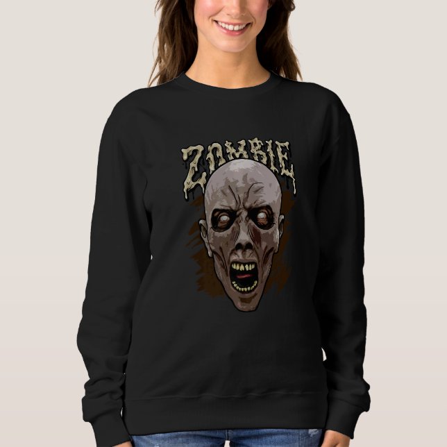 Zombie Fan Skateboard Moon Zombies  Living Dead Zo Sweatshirt (Front)
