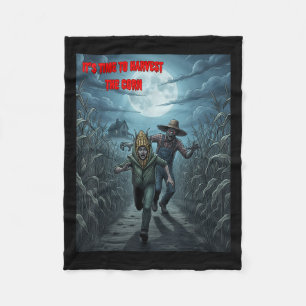 Zombie Farmer Creepy Corn Harvest With Y Farm Scen Fleece Blanket