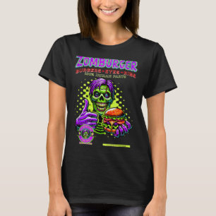 Zombie Fast Food Burger and Ribs Halloween Horror T-Shirt