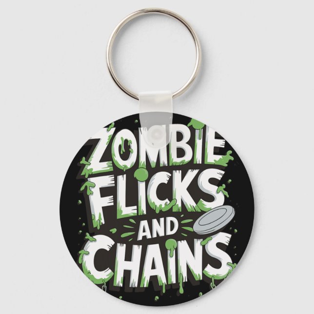Zombie Flicks And Chains Funny Disc Golf Zombie Lo Key Ring (Front)