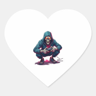 Zombie Gamer – Funny Halloween Gaming Shirt Heart Sticker