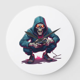 Zombie Gamer � Funny Halloween Gaming Shirt Large Clock