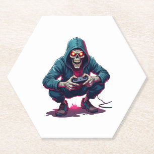 Zombie Gamer � Funny Halloween Gaming Shirt Paper Coaster