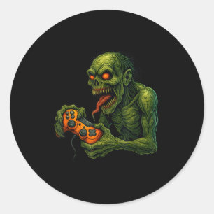 Zombie Gamer Funny Horror Gaming Halloween Classic Round Sticker