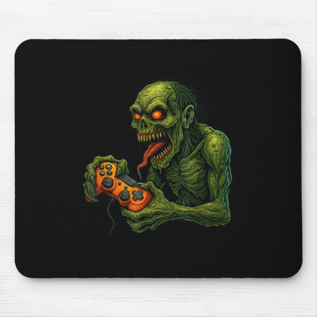 Zombie Gamer Funny Horror Gaming Halloween Mouse Pad (Front)
