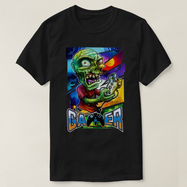 Zombie Gamer  Gaming Gifts for Teenage Boys, Men B T-Shirt (Design Front)