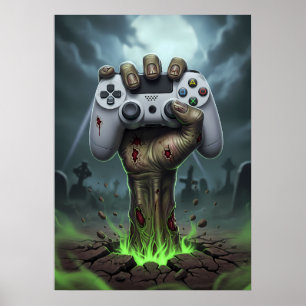 Zombie Gamer Hand - Undead Controller Grip Poster