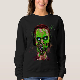 Zombie Gamer Playing Video Game Halloween Horror Sweatshirt