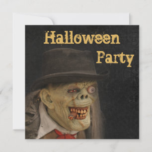 Zombie Gentleman & Cigar Halloween Double Sided Invitation