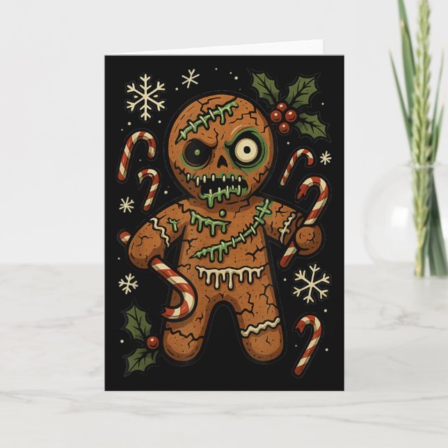 Zombie Gingerbread Man Christmas Zombie  Card (Front)