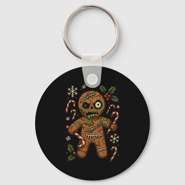 Zombie Gingerbread Man Christmas Zombie  Key Ring (Front)