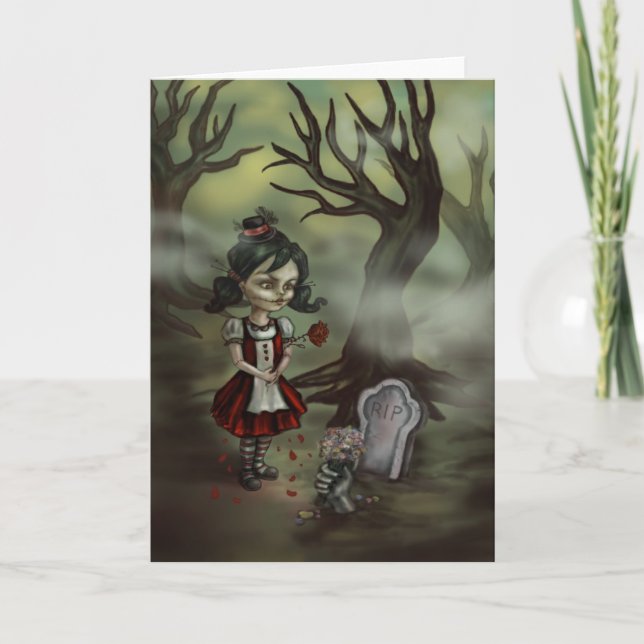 Zombie Girl Finds True Love in a Graveyard Holiday Card (Front)