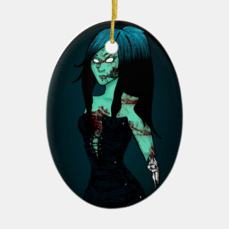 Zombie Girl in Corset Ornament
