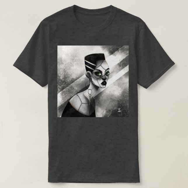 Zombie Gloomy Girl with Green Eyes T-Shirt (Design Front)