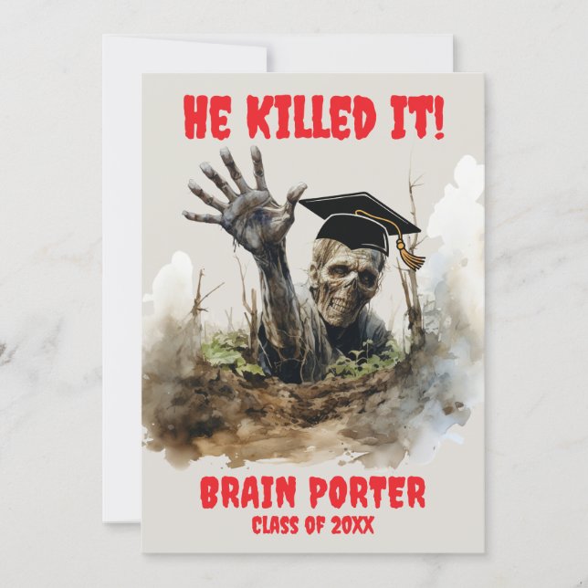 Zombie Graduation Party Invitation (Front)