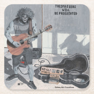 Zombie Guitar Musician Fantasy Art Paper Coasters