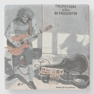 Zombie Guitar Musician Playing Music Stone Coaster