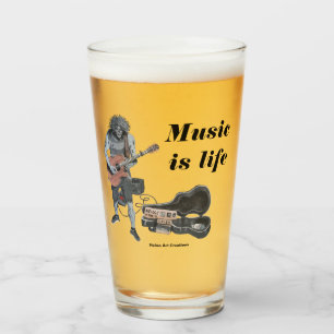 Zombie Guitar Rock Musician Fantasy Art Glass Cup