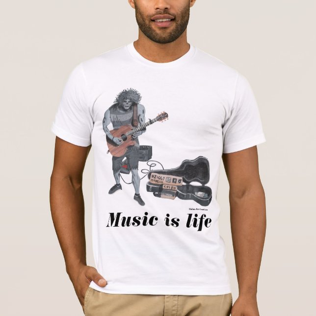 Zombie Guitar Rock Musician Fantasy Art Shirts (Front)