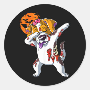 Zombie Halloween Dog Classic Round Sticker