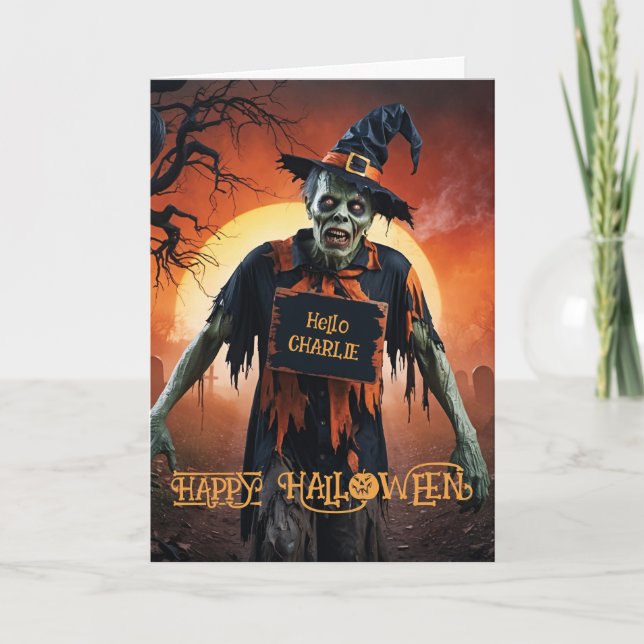Zombie Halloween Holiday Card (Front)
