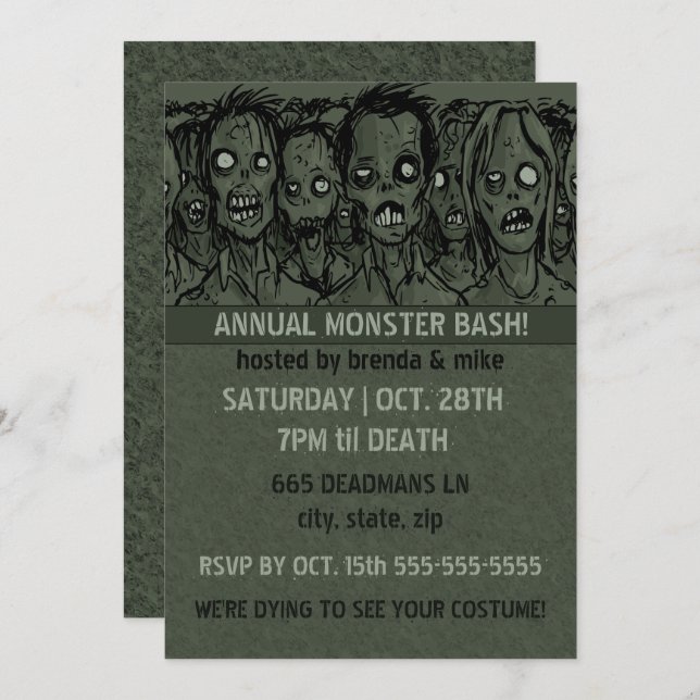 Zombie Halloween Invitation (Front/Back)