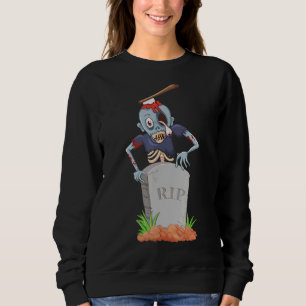 Zombie Halloween RIP Grave Tombstone Heartbeat Sweatshirt