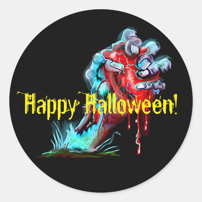 Zombie Hand Bleeding Heart Sticker (Front)