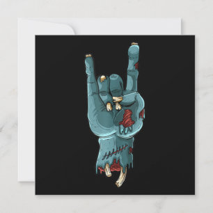 Zombie Hand Funny Halloween Rocker Rock Easy Invitation