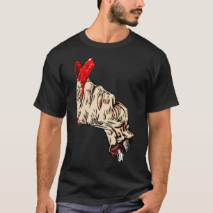 Zombie Hand Heart T-Shirt - Bloody Dark Humour Des
