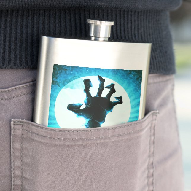 Zombie Hand in Moonlight Hip Flask (In Situ)