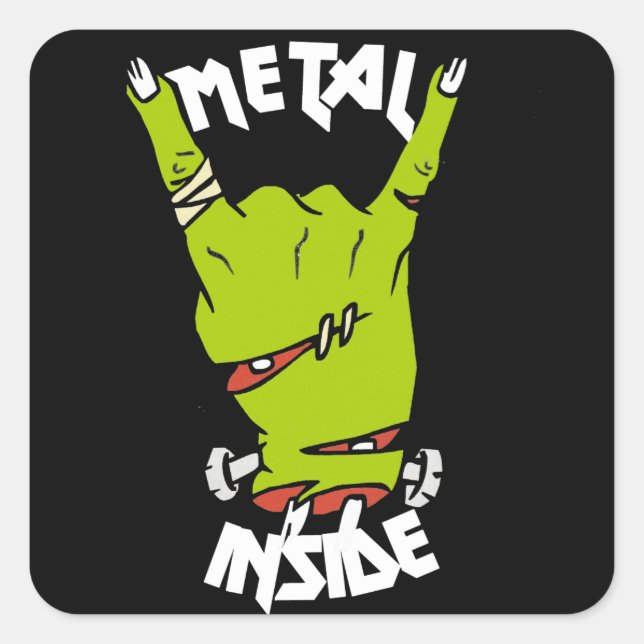 zombie hand metal inside square sticker (Front)