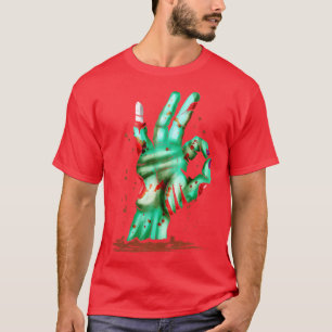 Zombie Hand Out Of Grave Showing Excellent Sign Ha T-Shirt