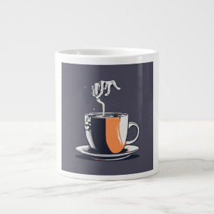 Zombie Hand Reaching for Coffee – Minimalist Morni Large Coffee Mug