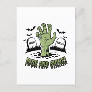 Zombie Hand Rising Halloween Design Fun and Spooky Postcard