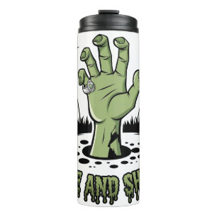 Zombie Hand Rising Halloween Design Fun and Spooky Thermal Tumbler