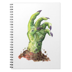 Zombie hand sticking out of the ground notebook