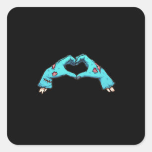 Zombie Hands Heart Halloween Spooky Square Sticker