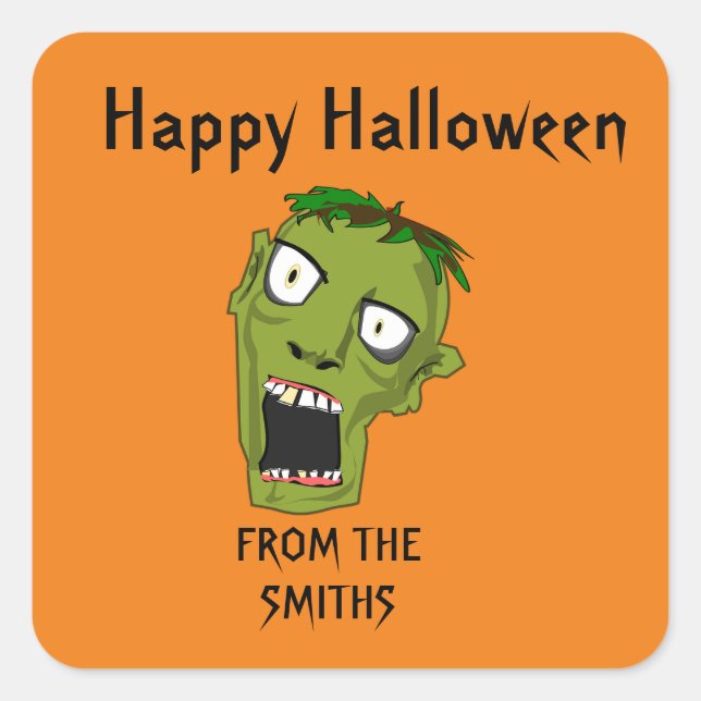 ZOMBIE HAPPY HALLOWEEN  SQUARE STICKER (Front)