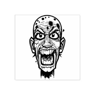 Zombie Head Rubber Stamp