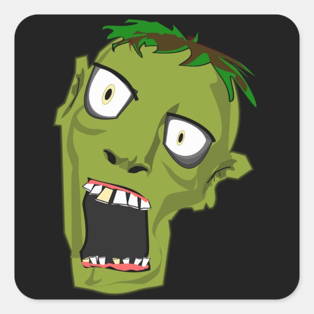 zombie head square sticker (Front)