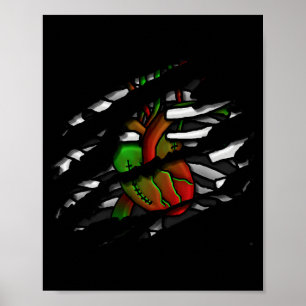 Zombie Heart And Bones Graphic Poster