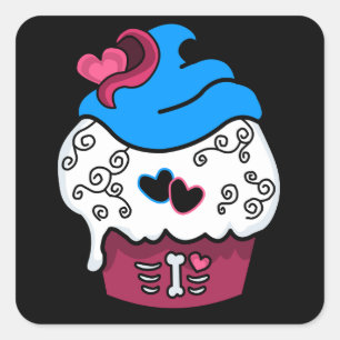 Zombie Heart Cupcake Square Sticker