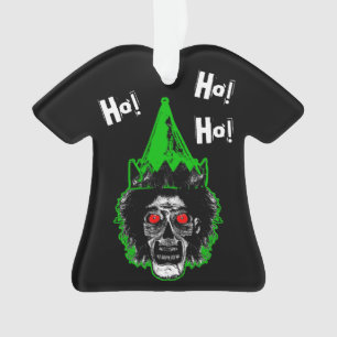 Zombie - Ho! Ho! Ho! on Black Ornament