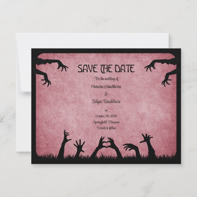 Zombie Horror Halloween Wedding Save The Date (Front)