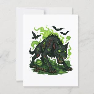 Zombie Hound of the Baskervilles – Cartoon Horror Postcard