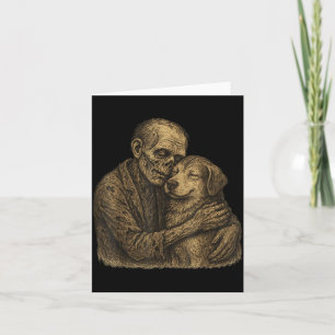 Zombie Hugging Dog Gothic Halloween Pet Dog Lovers Card